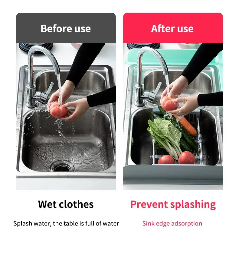 Premium Eco-Friendly Silicone Sink Water Splash Guard Hot Selling for Kitchen and Bathroom High Quality Utensil Plate Set